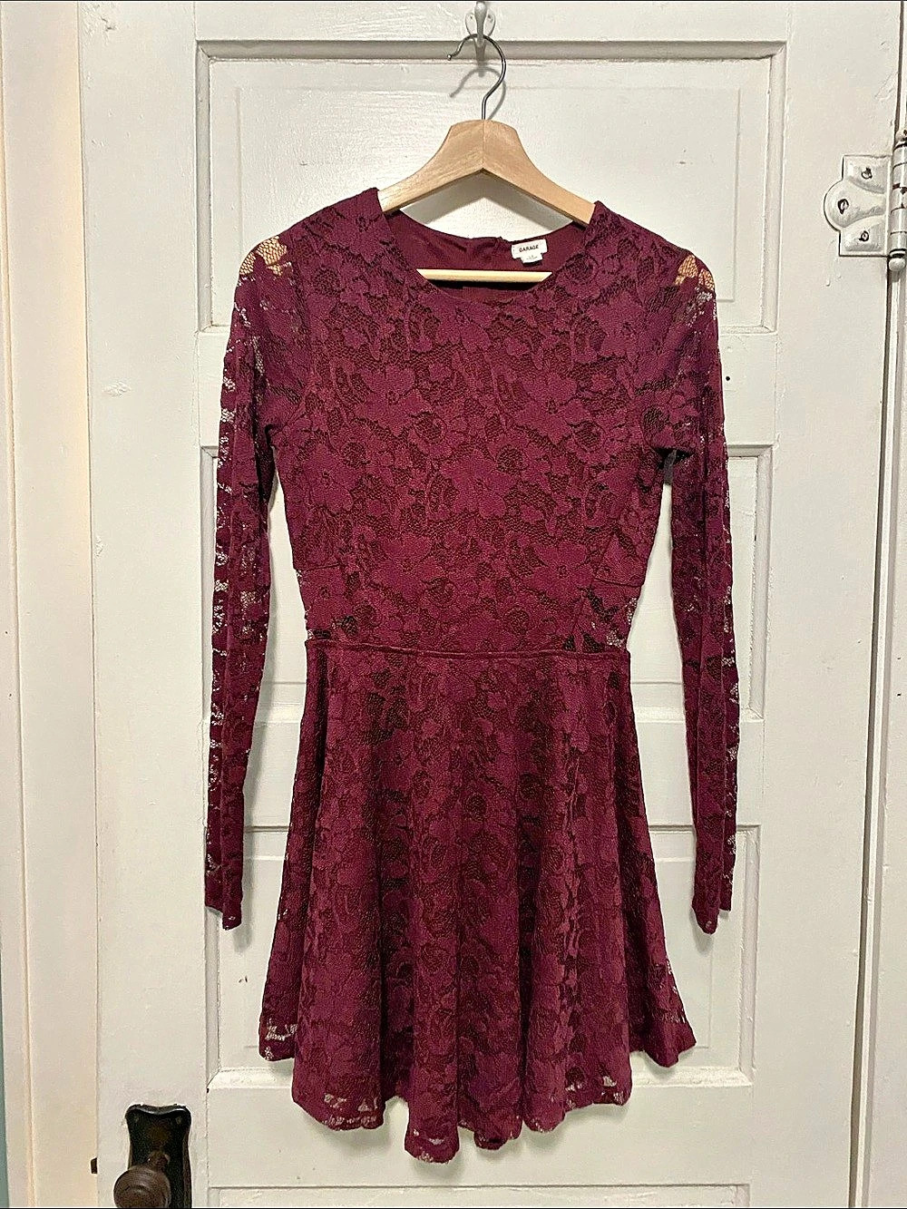 Garage Burgundy Floral Lace Mini Dress Size Small